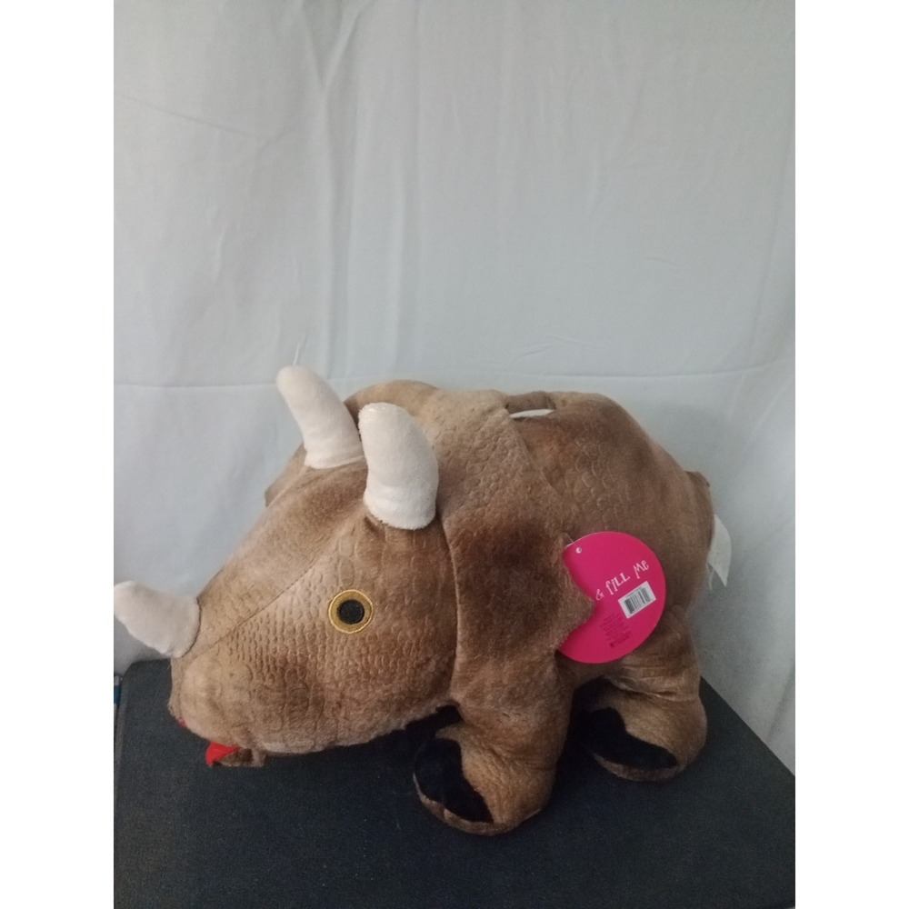 Stuffed Jumbo Plush Triceratops Dinosaur Coin Bank Fab NY New With Tags